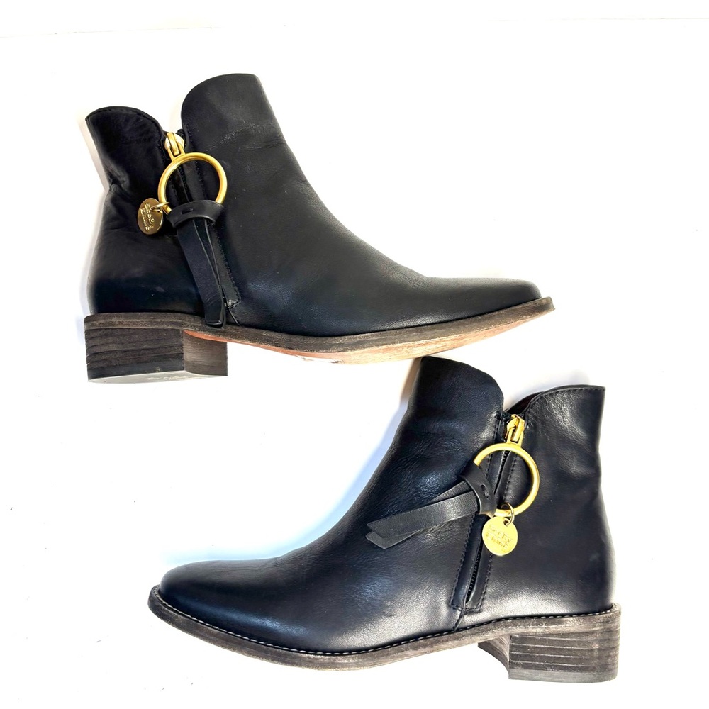 See By Chloe Women's Louise Flat Boot Ankle, Black, Size 6.5 EU 37 - Picture 6 of 13